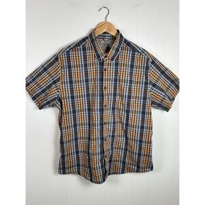 Eddie Bauer Men's XL Classic Hiking Camping‎ Gray Plaid Short Sleeve Shirt